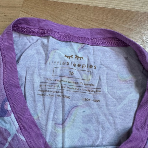 Little Sleepies Purple Sienna’s Unicorns Girls Long Sleeve Pajama Top size 10 - Picture 4 of 4